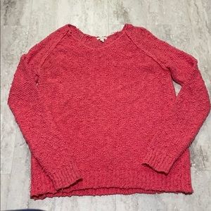 Coral V-Line Knitted Sweater